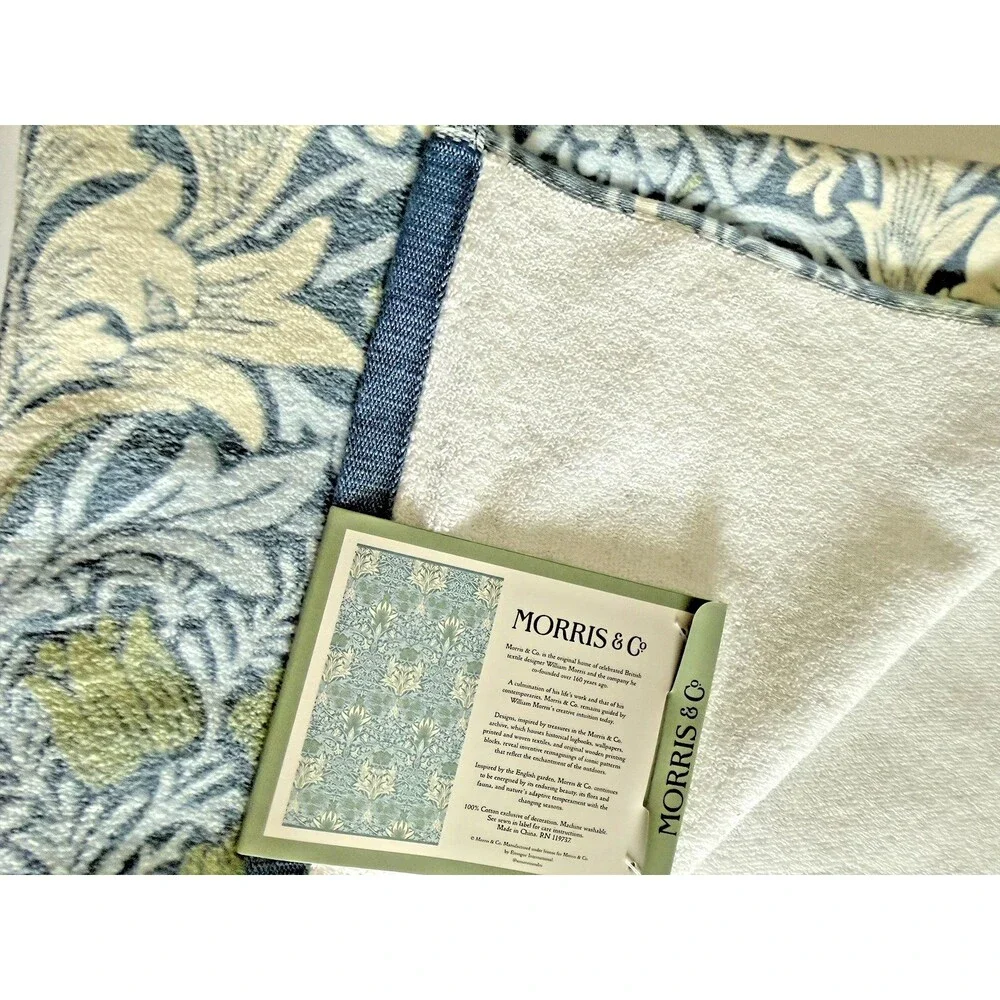 Morris & Co 2 Bath Towels 2 Hand Towels Blue Snakeshead Blue Cotton Velour